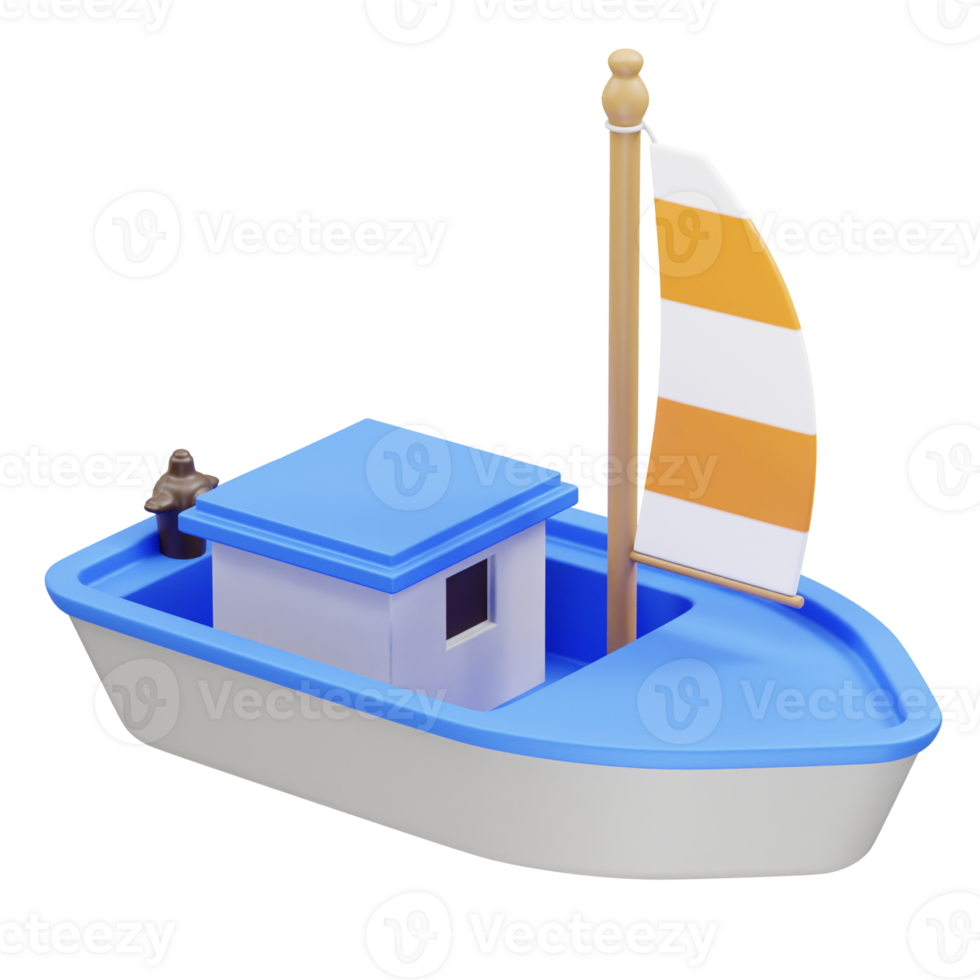 Yacht icon 3d illustration. Boat icon 3d render illustration png