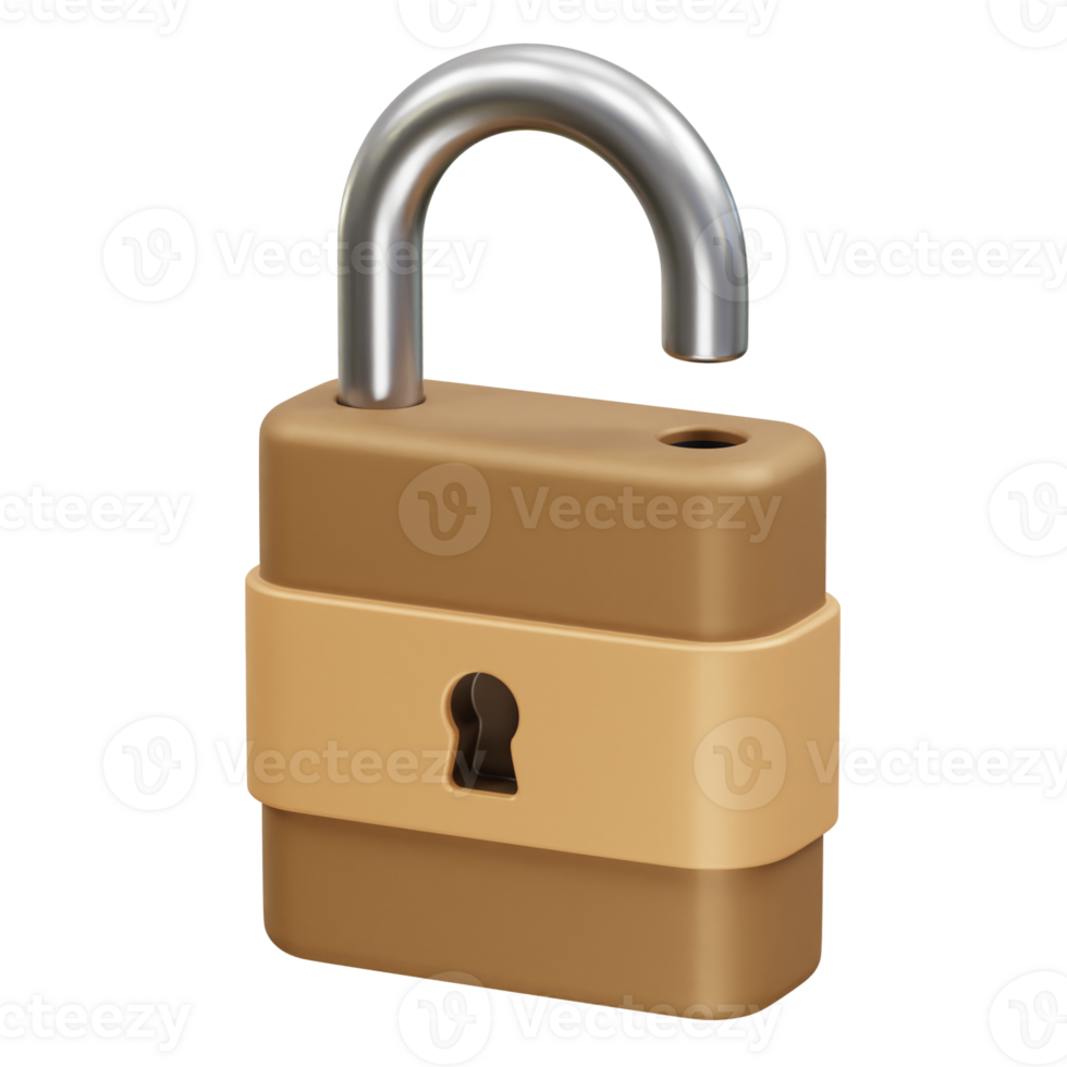 Lock icon 3d rendering illustration png