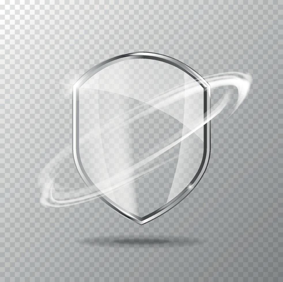 Glass screen set. Protection shield concept. Security badge icon. Privacy banner shield. Security label. vector