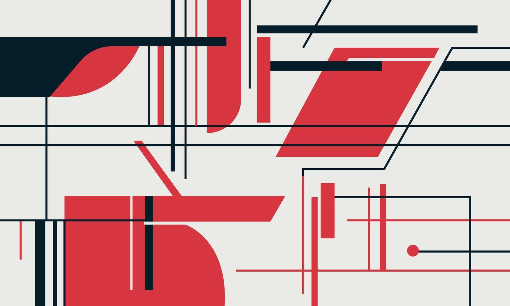 A red and black abstract design with lines and shapes vector