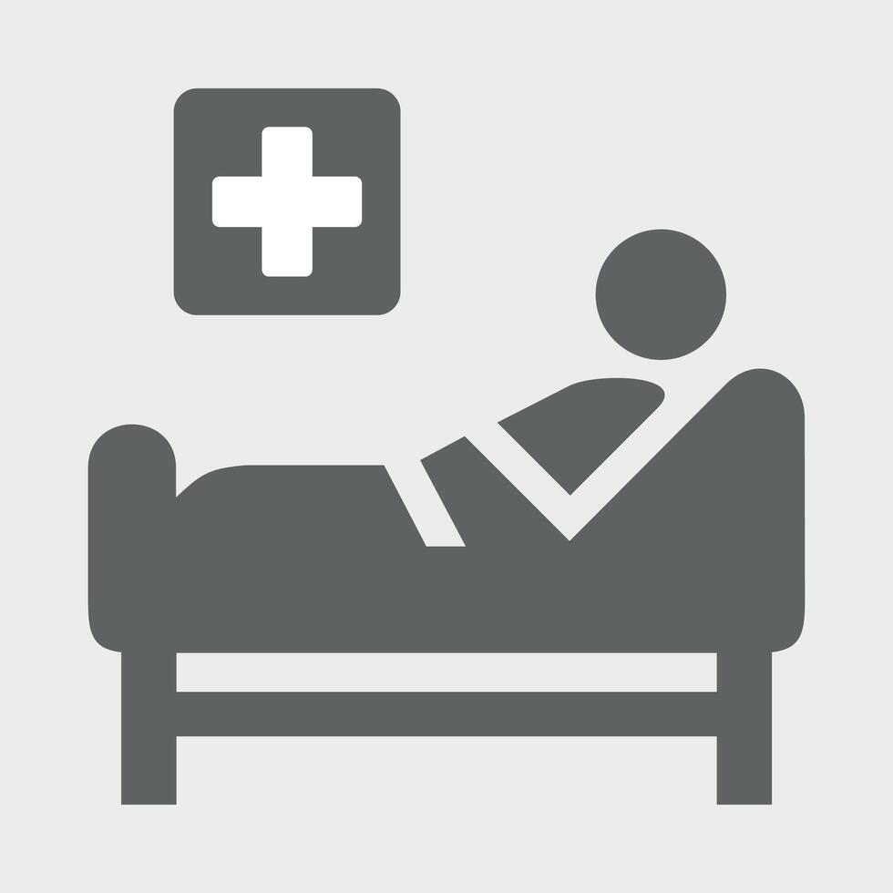 black and white icon of hospital bed for patient isolated vector