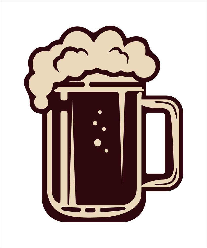 glass goblet of beer with foam on white background vector