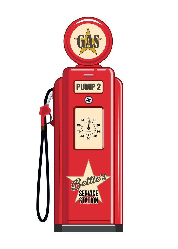 Retro yellow gas station isolated on white background vector