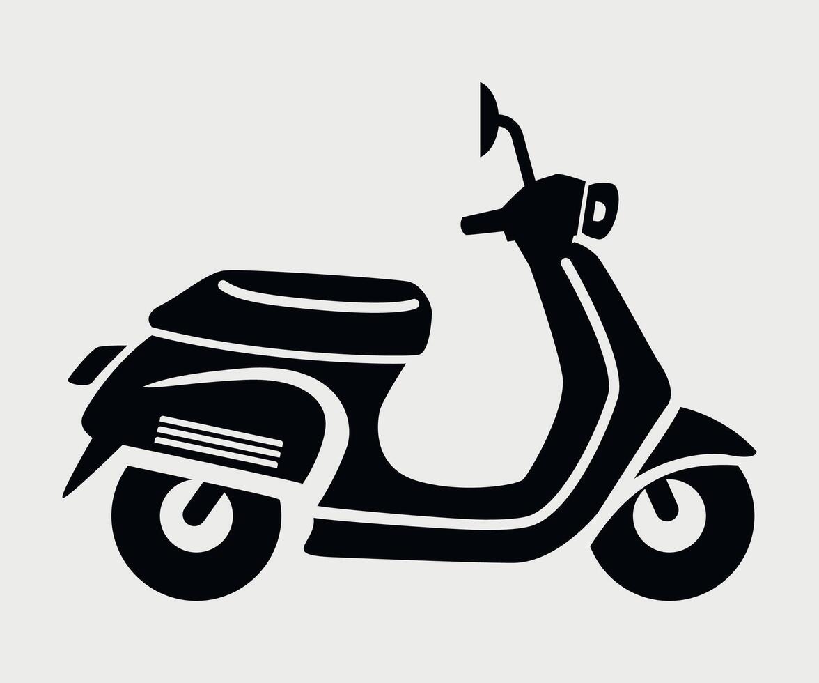 black and white scooter icon on white background vector