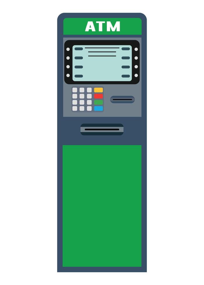 colored icon of green ATM for issuing money experiments on white background vector