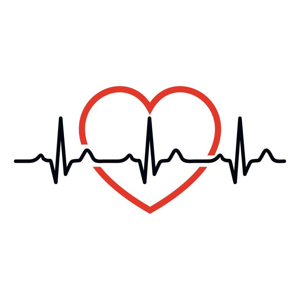 colored heart and cardiogram icon on white background vector