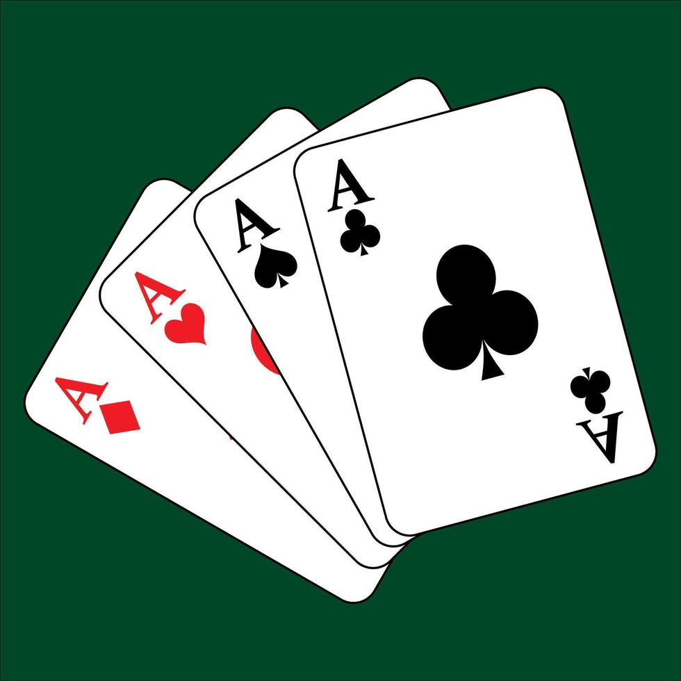 deck of cards isolated on green background vector