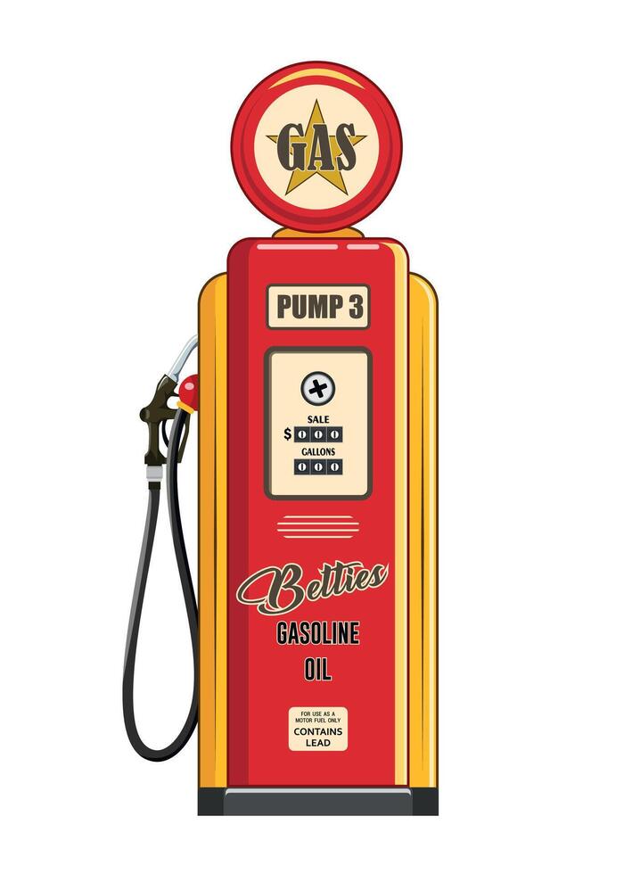 Retro red gas station on white background vector
