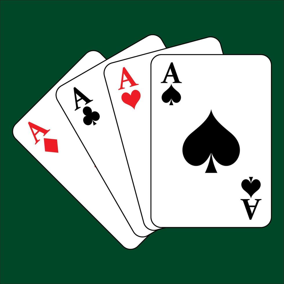 deck of cards on green background vector