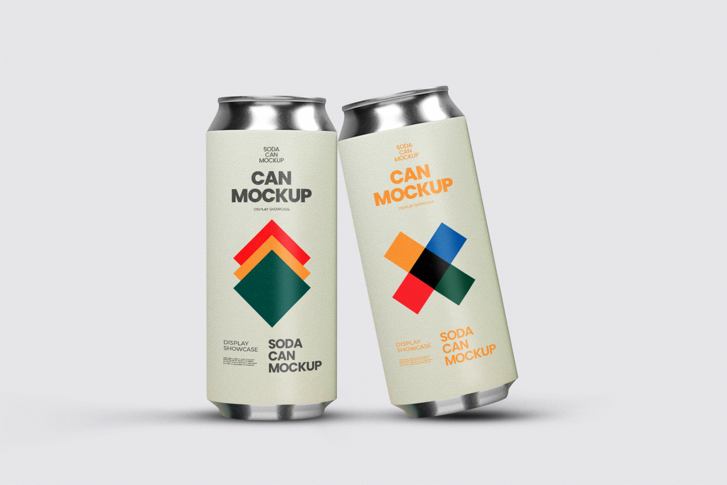 Two soda can front view mockup psd