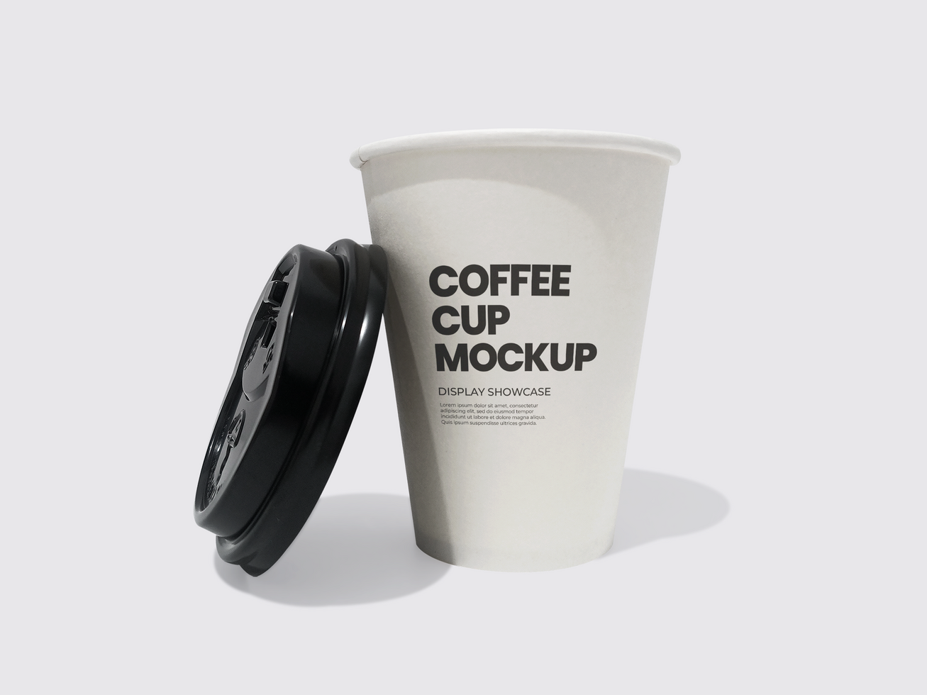 Paper cup on white background front view angle psd