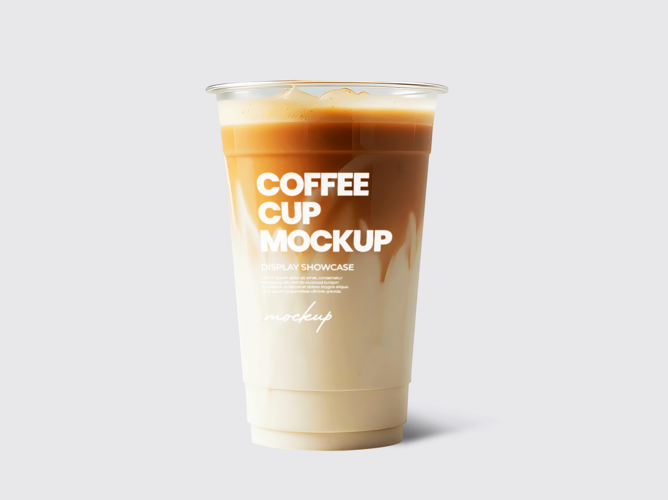 Coffee with milk in plastic cup front view mockup psd