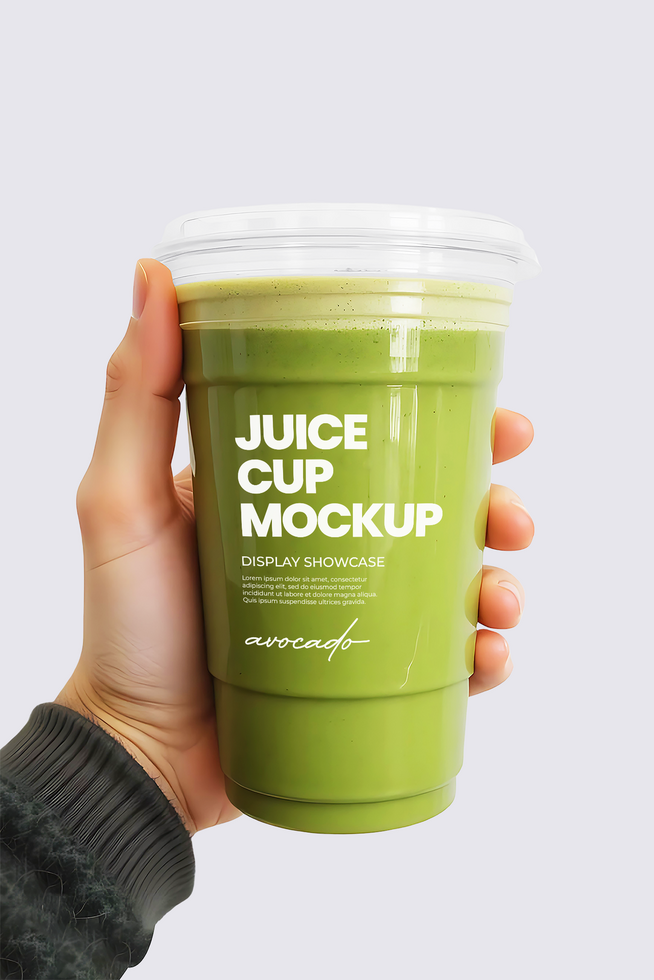 Juice cup on plain background mockup psd