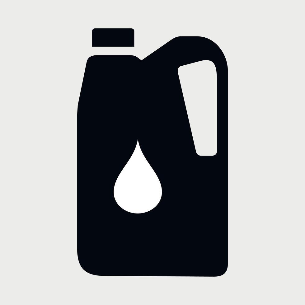black and white icon of a canister of machine oil on a white background vector