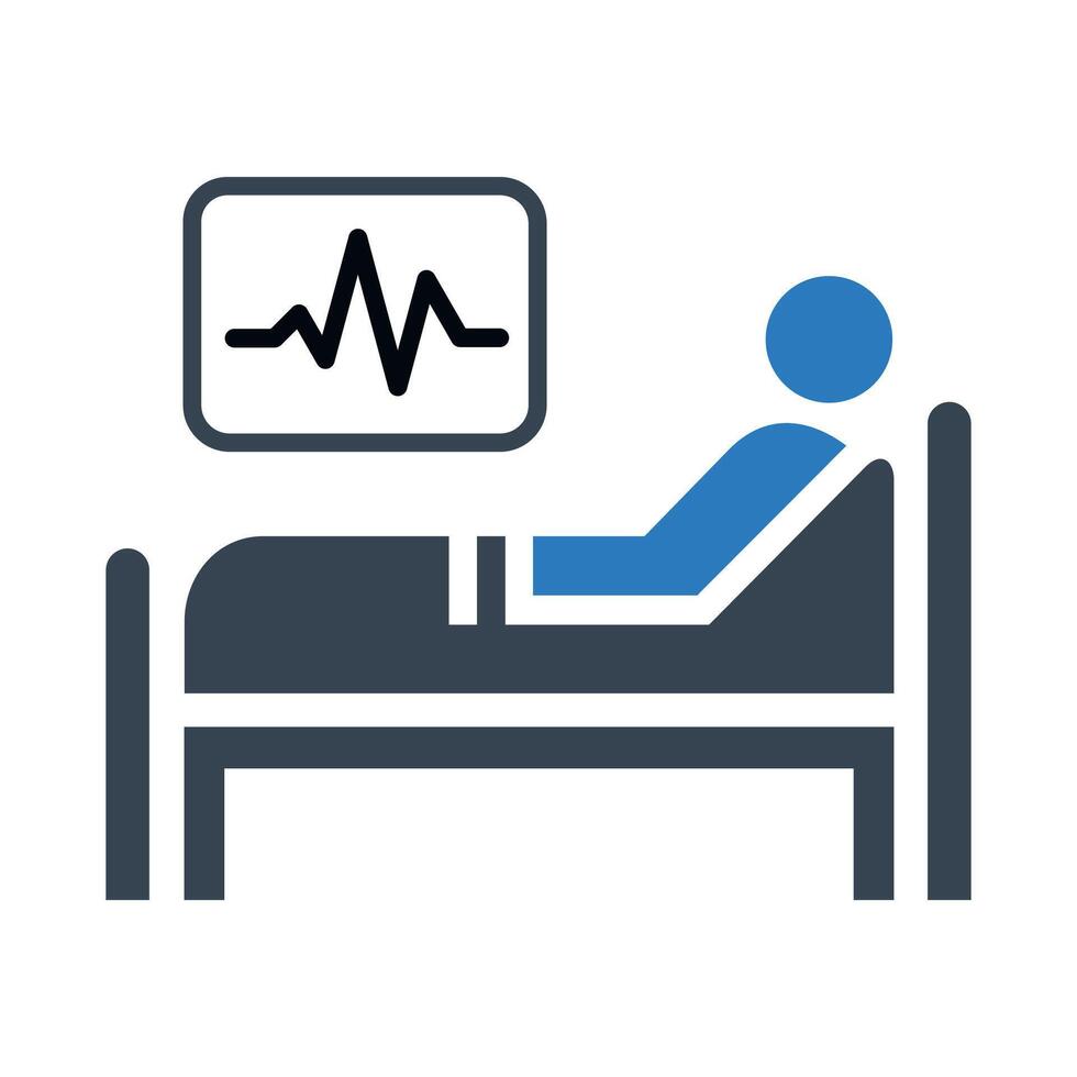 black icon of hospital bed for patient on white background vector
