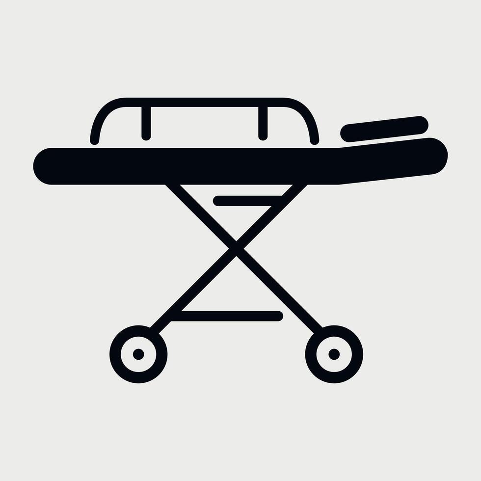 black icon of hospital bed for patient isolated vector