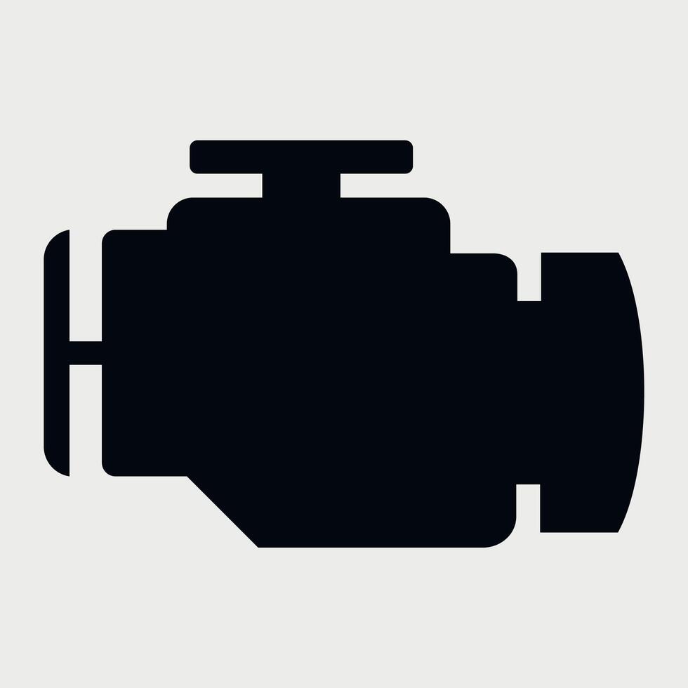 black and white icon of car engine on white background vector