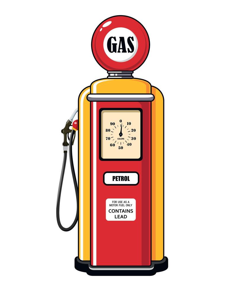 red retro gas station with indicator on white background vector