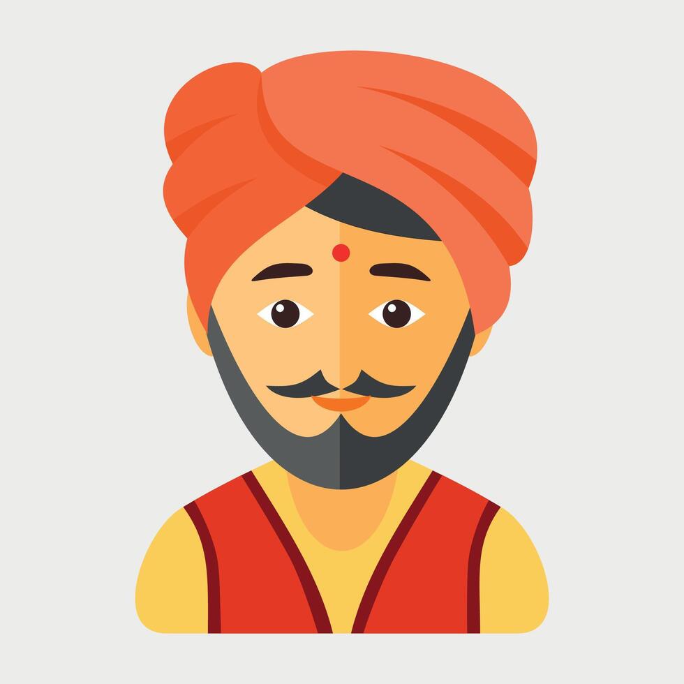 icon of a Hindu in national clothes and a turban on a white background vector