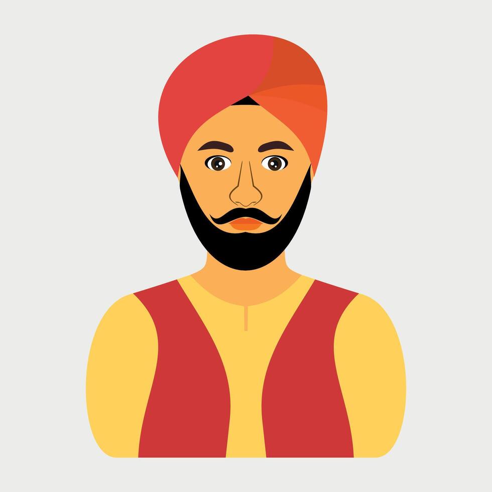 color icon of a Hindu in national clothes and a turban on a white background vector