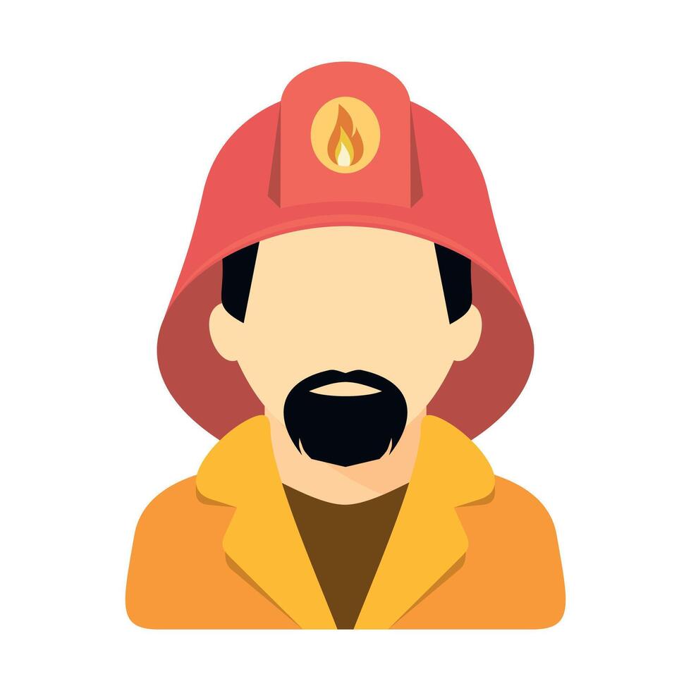 colored icon of a firefighter in overalls and helmet on a white background vector