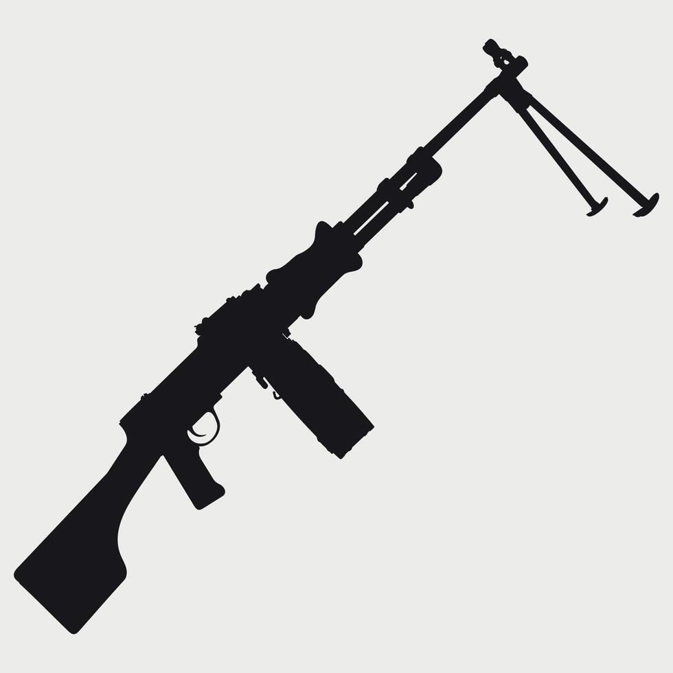 black and white machine gun icon on white background vector