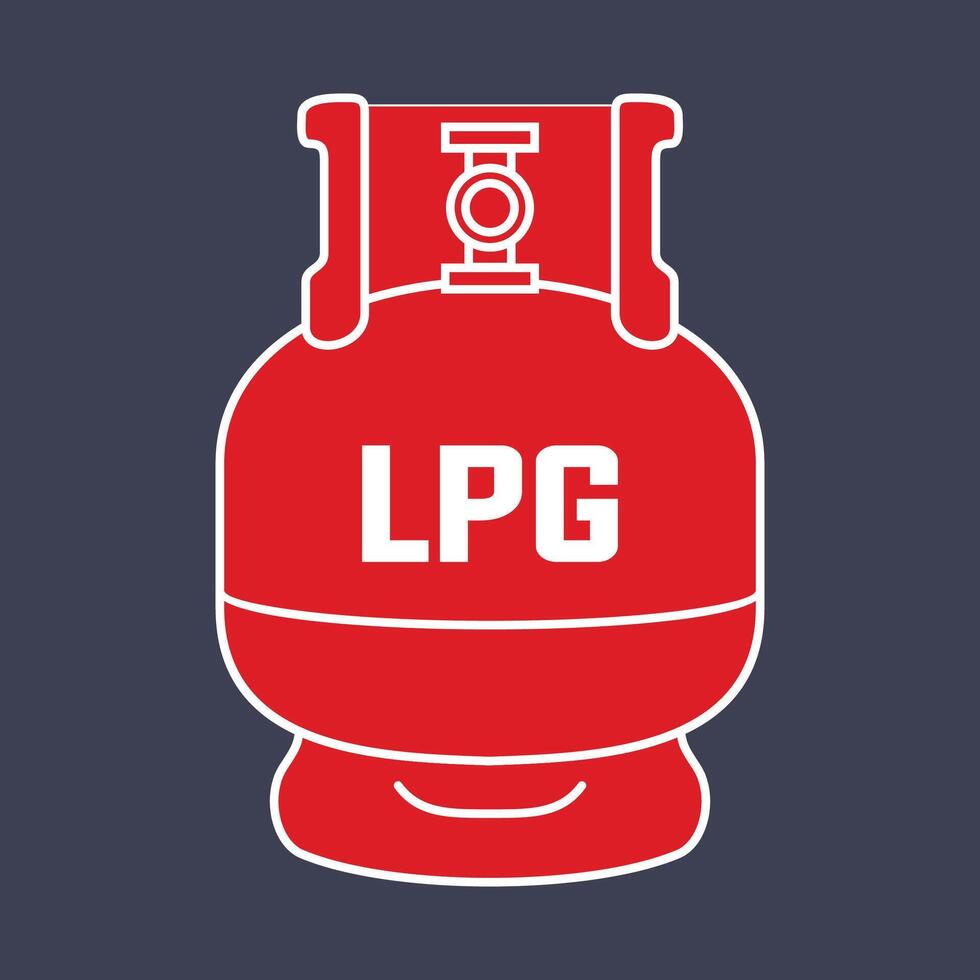 red gas cylinder LPG icon on white background vector