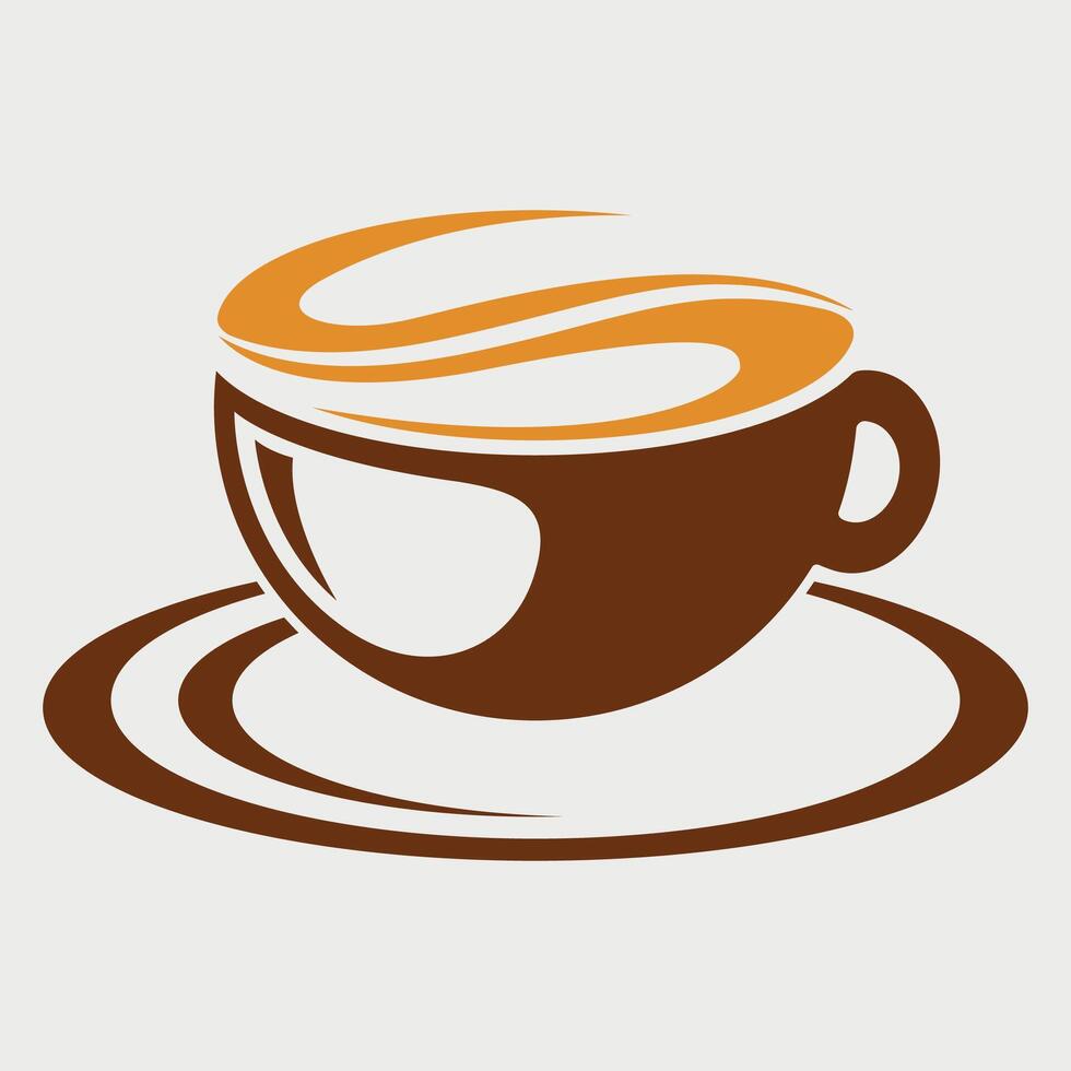brown coffee and tea cup icon isolated on white background vector