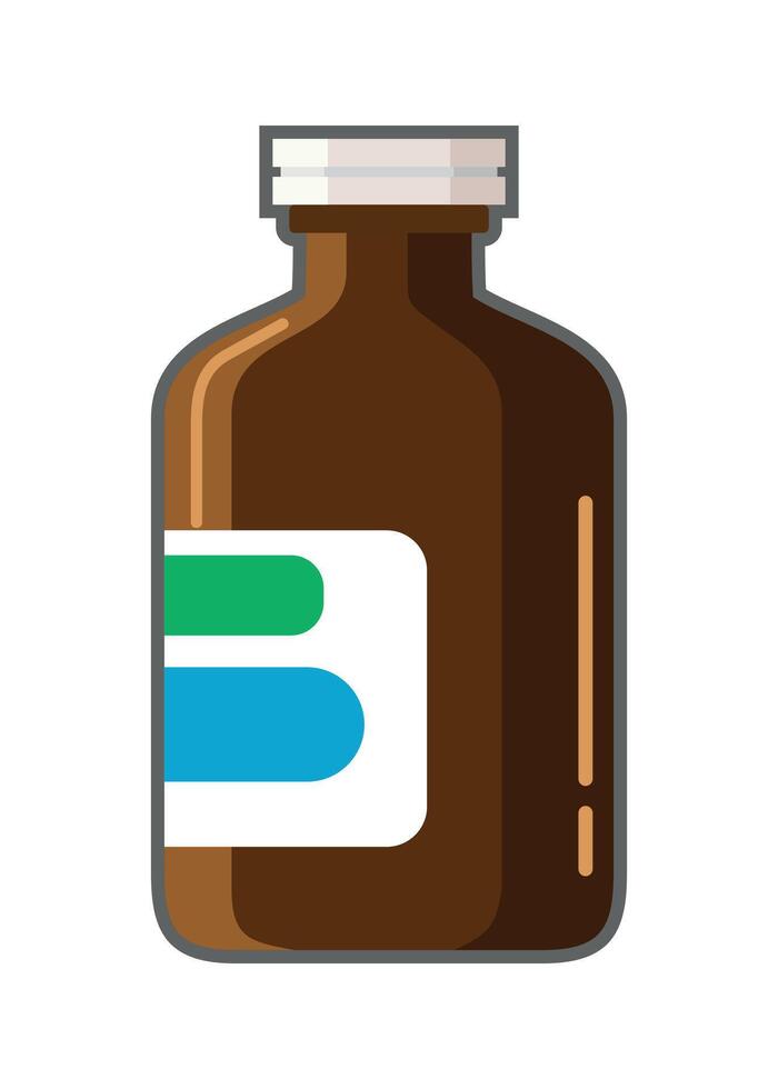glass medicine bottle icon on white background vector