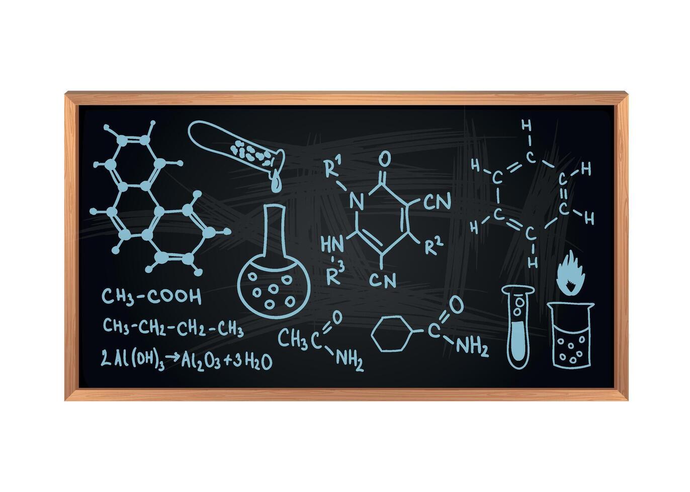 school board with chemistry formulas on white background vector