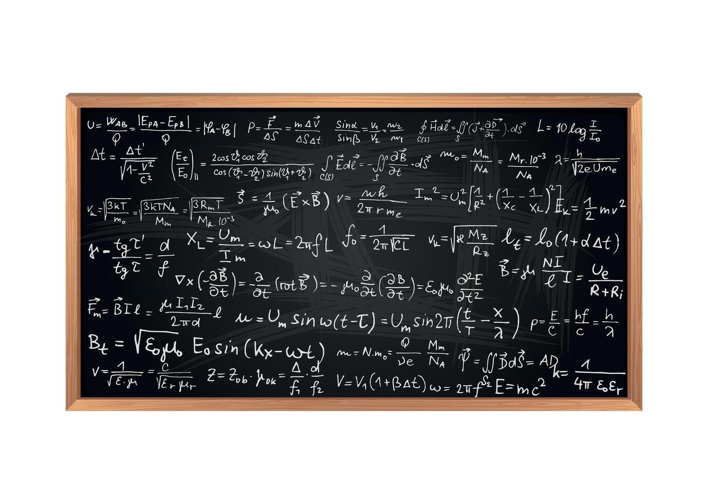 school board with formulas in higher mathematics on a white background vector