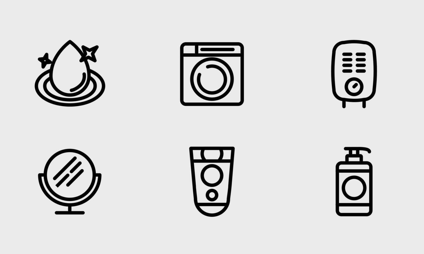 Bathroom symbol - flat clean water, shaver, mirror, soap symbol vector