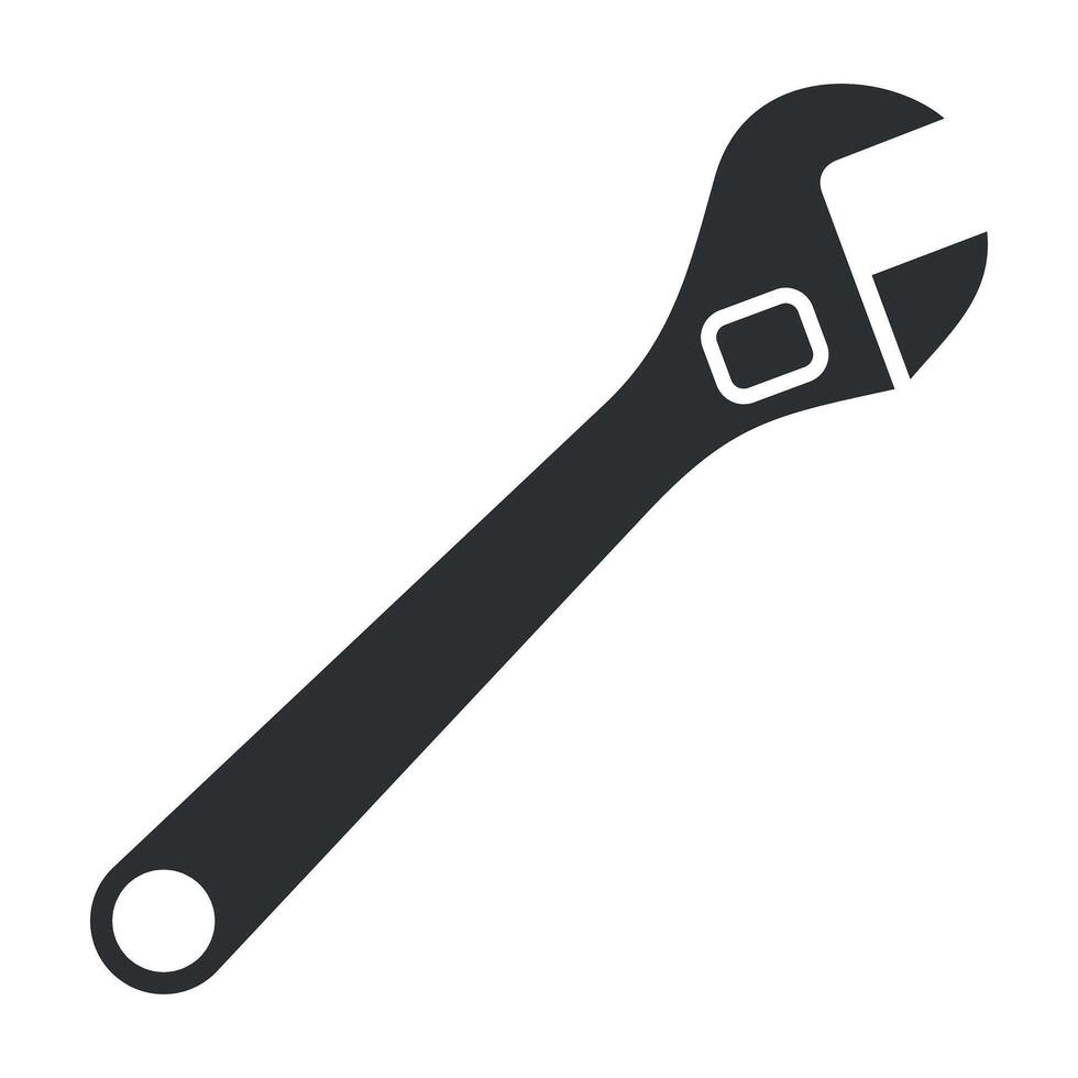 black and white icon of adjustable gas wrench isolated on white background vector