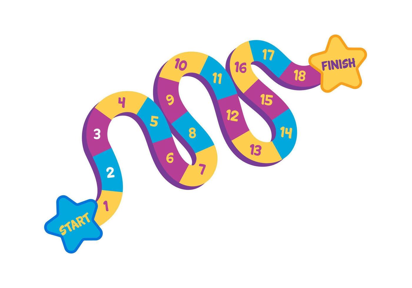 Snake board game for kids. Funny platform game in cartoon style with numbers. vector