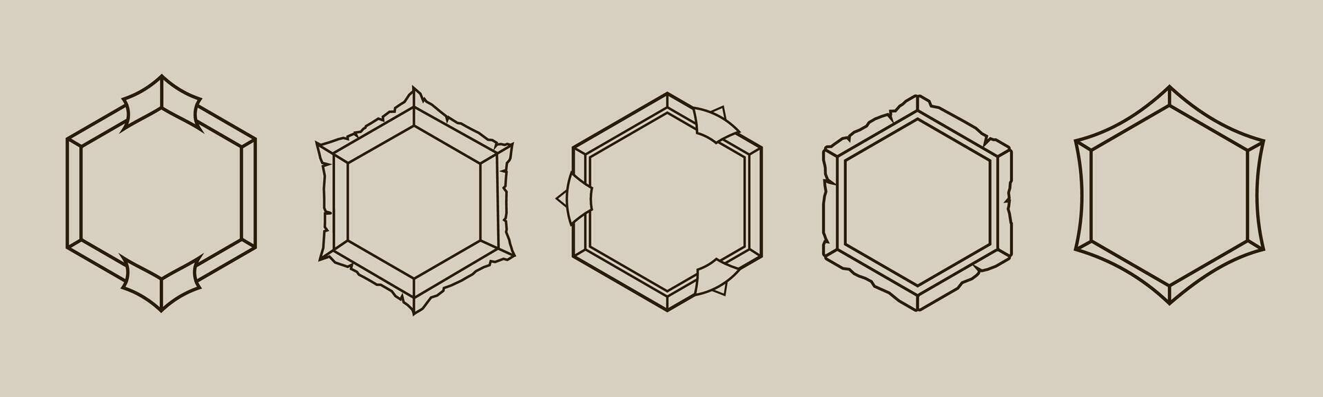 Sacred hex with mystical lines and shapes. vector