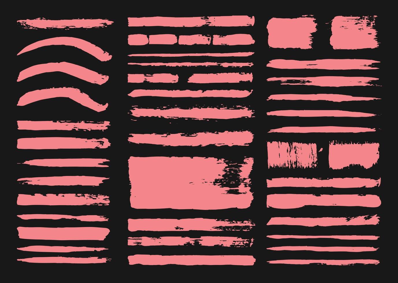 Abstract paint brush strokes element collection. Rectangle and lines brushes template set. vector