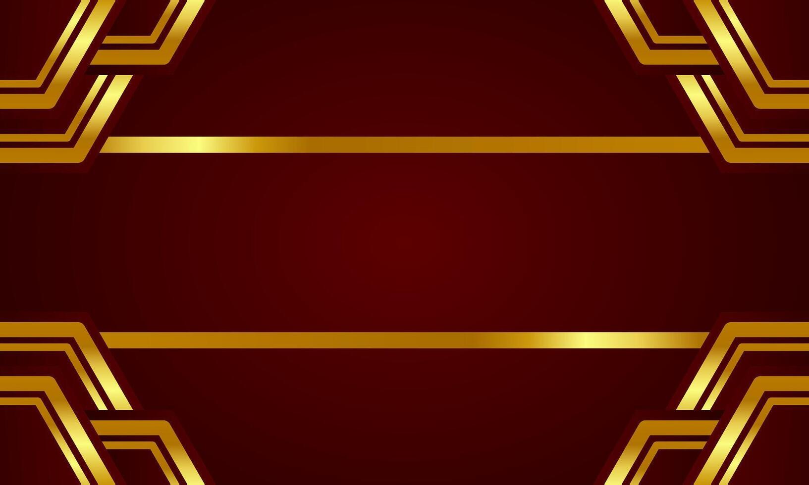 Elegant Dark Red Luxury Background with Golden Geometric Borders vector