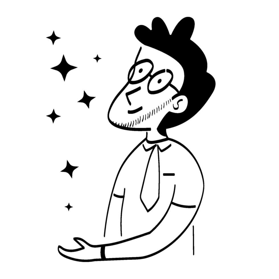 an office worker got new inspiration for his work vector