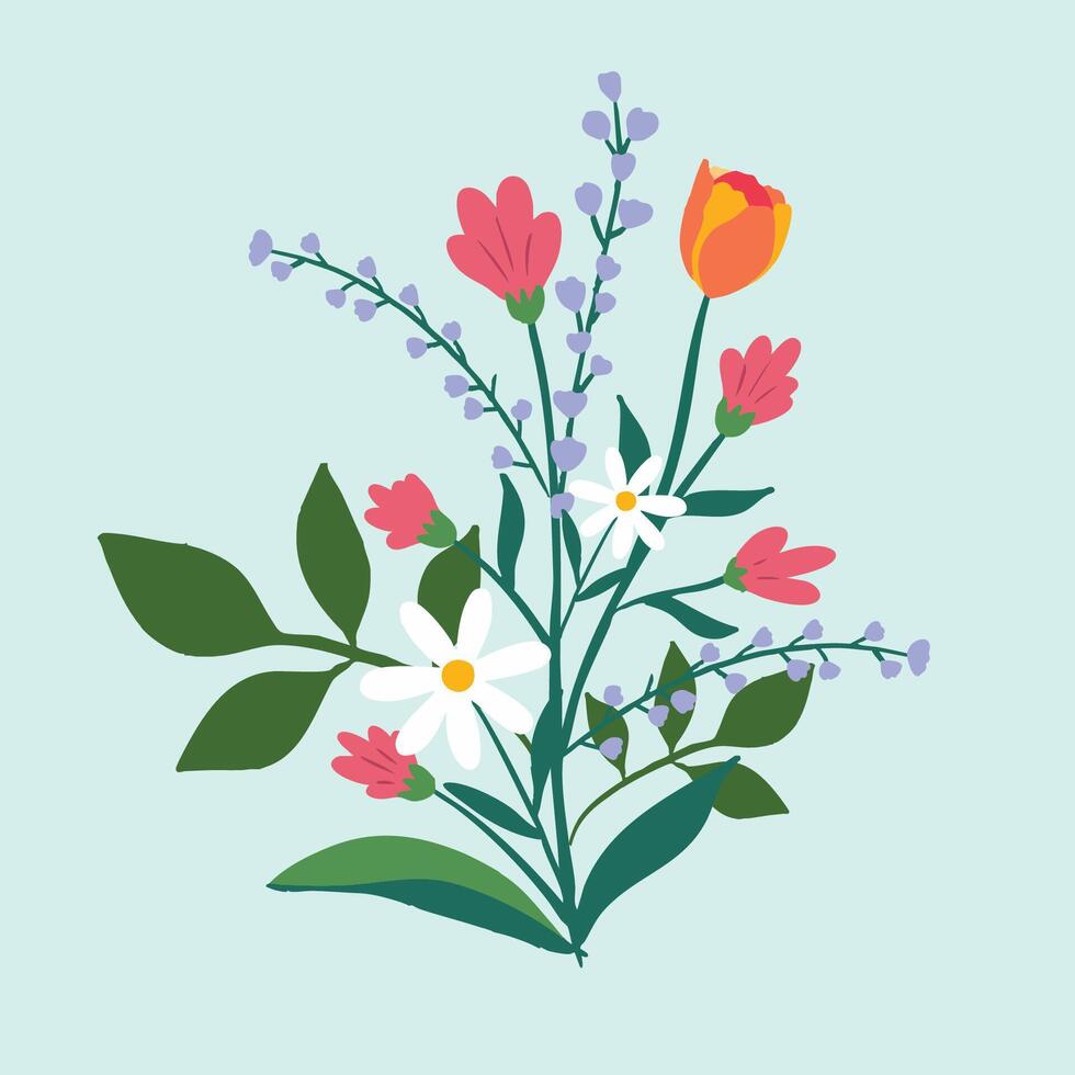 cute bouquet background with spring holiday vector