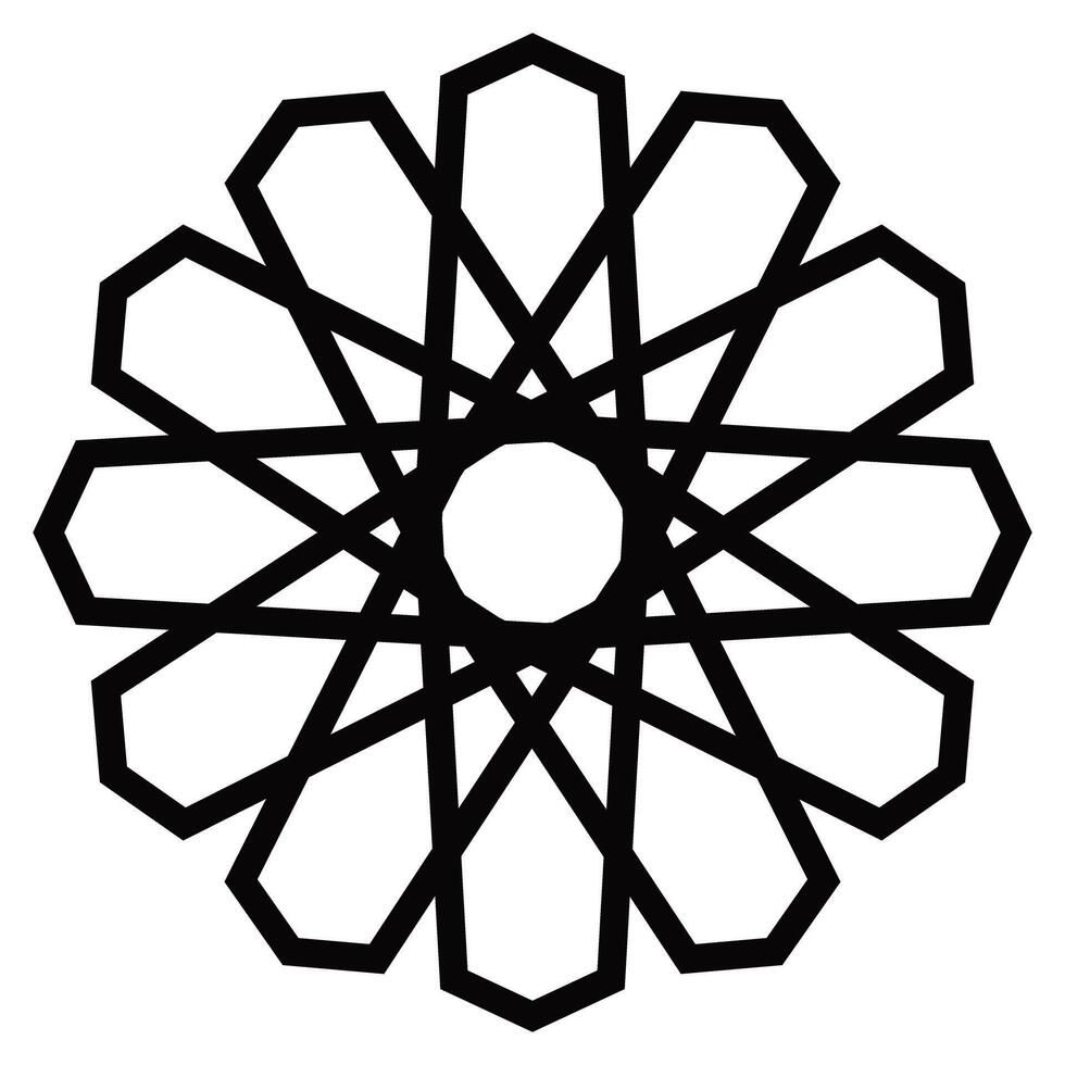Islamic ornament pattern shape graphic element. Decorative outlined Islamic geometric ornamental shape pattern illustration. vector