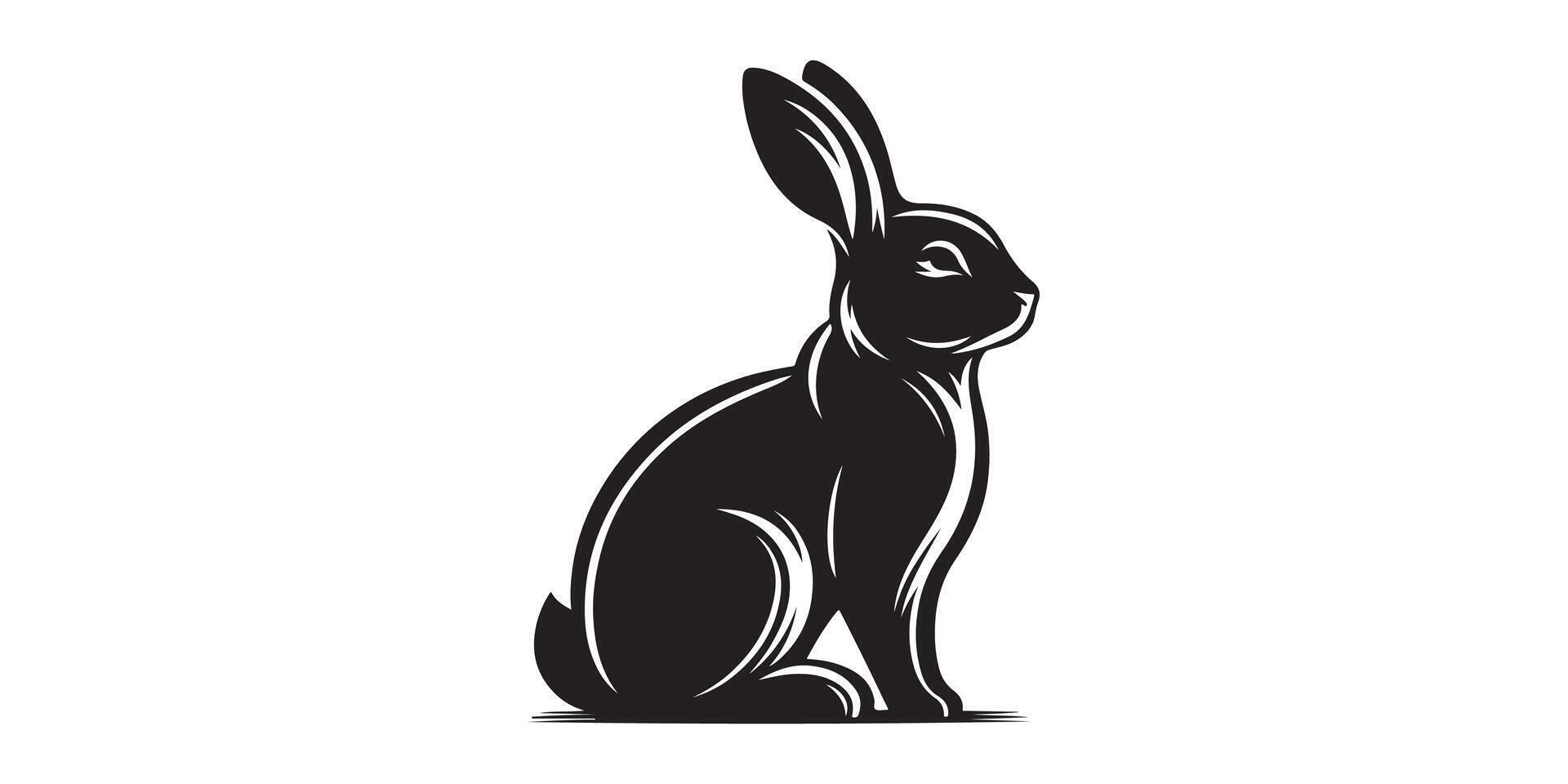 bunny silhouette isolated on white background. vector
