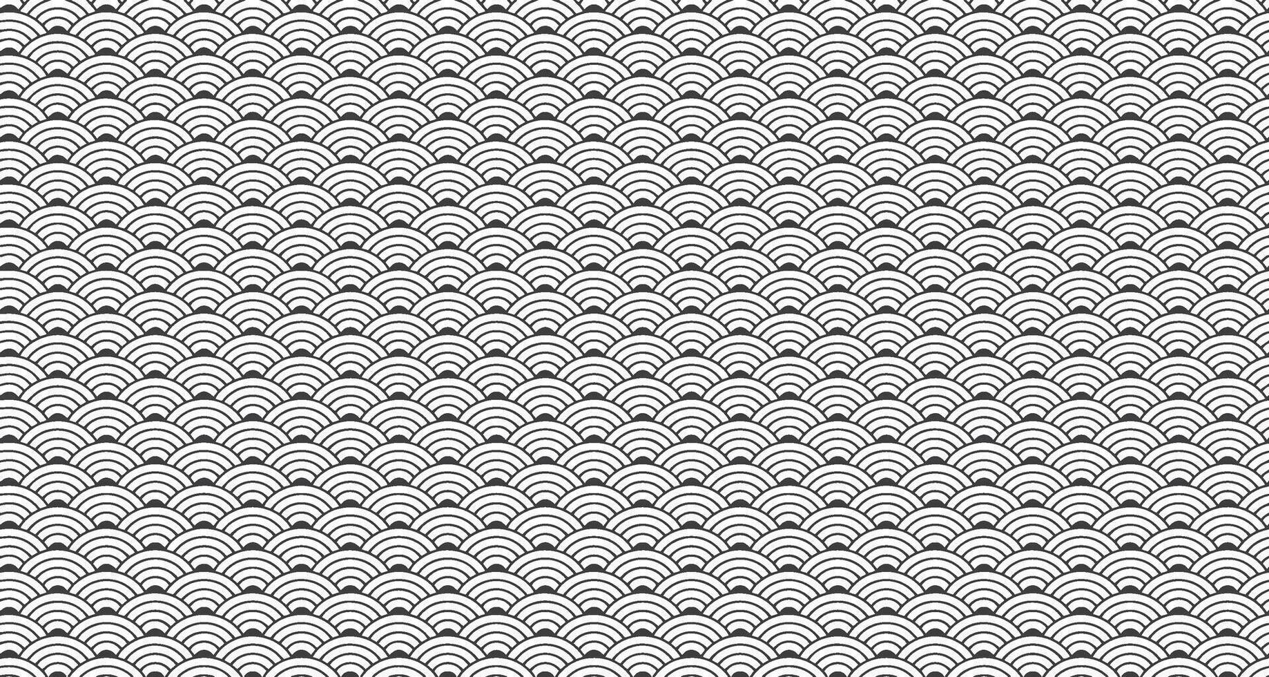 Japanese minimalist pattern, Repeating pattern of black and white semicircles. vector
