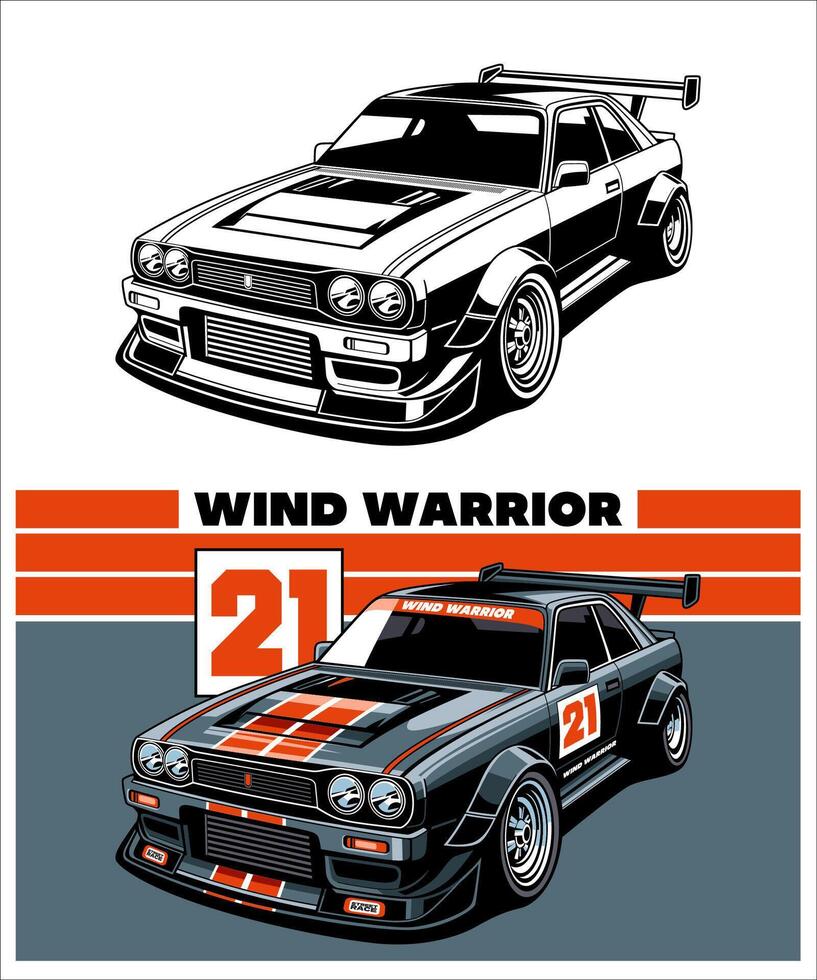 Wind Warrior Racing Car Design vector