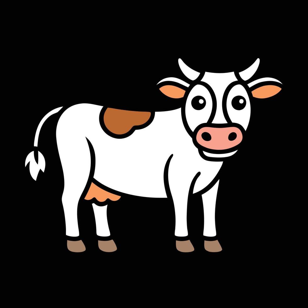 Adorable Cartoon Cow Illustration Happy Farm Animal Graphic Design vector