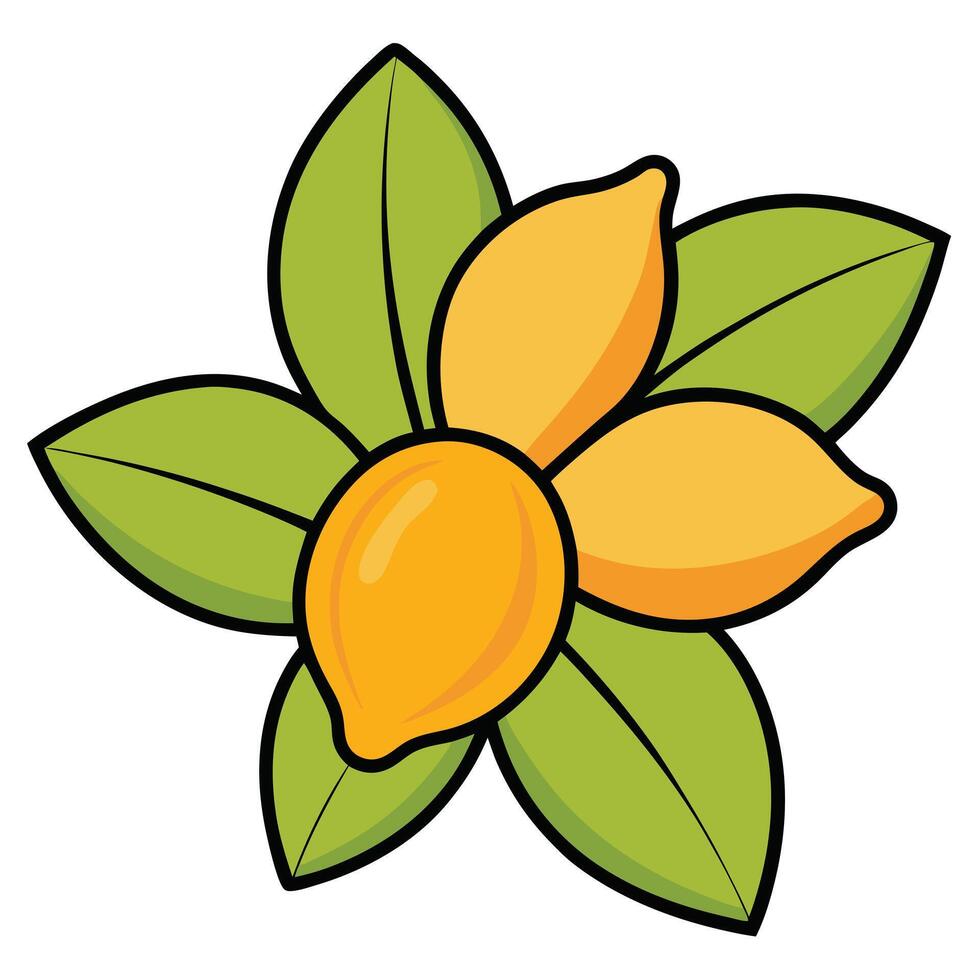 Three Lemons with Green Leaves Forming a Flower Shape Illustration vector