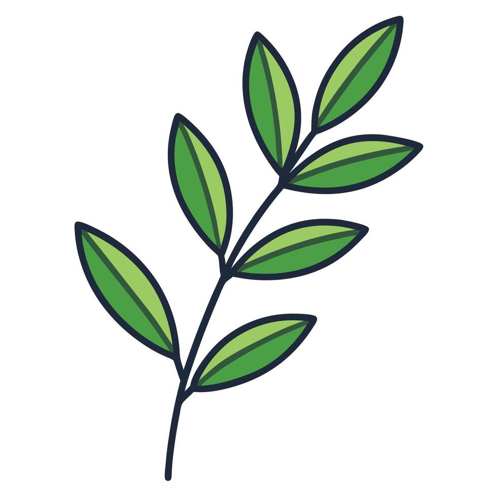 A Simple Illustration of a Sprig with Several Green Leaves vector
