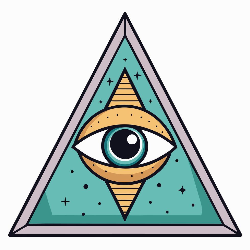 Mystic Eye of Providence within a Geometric Triangle Design vector