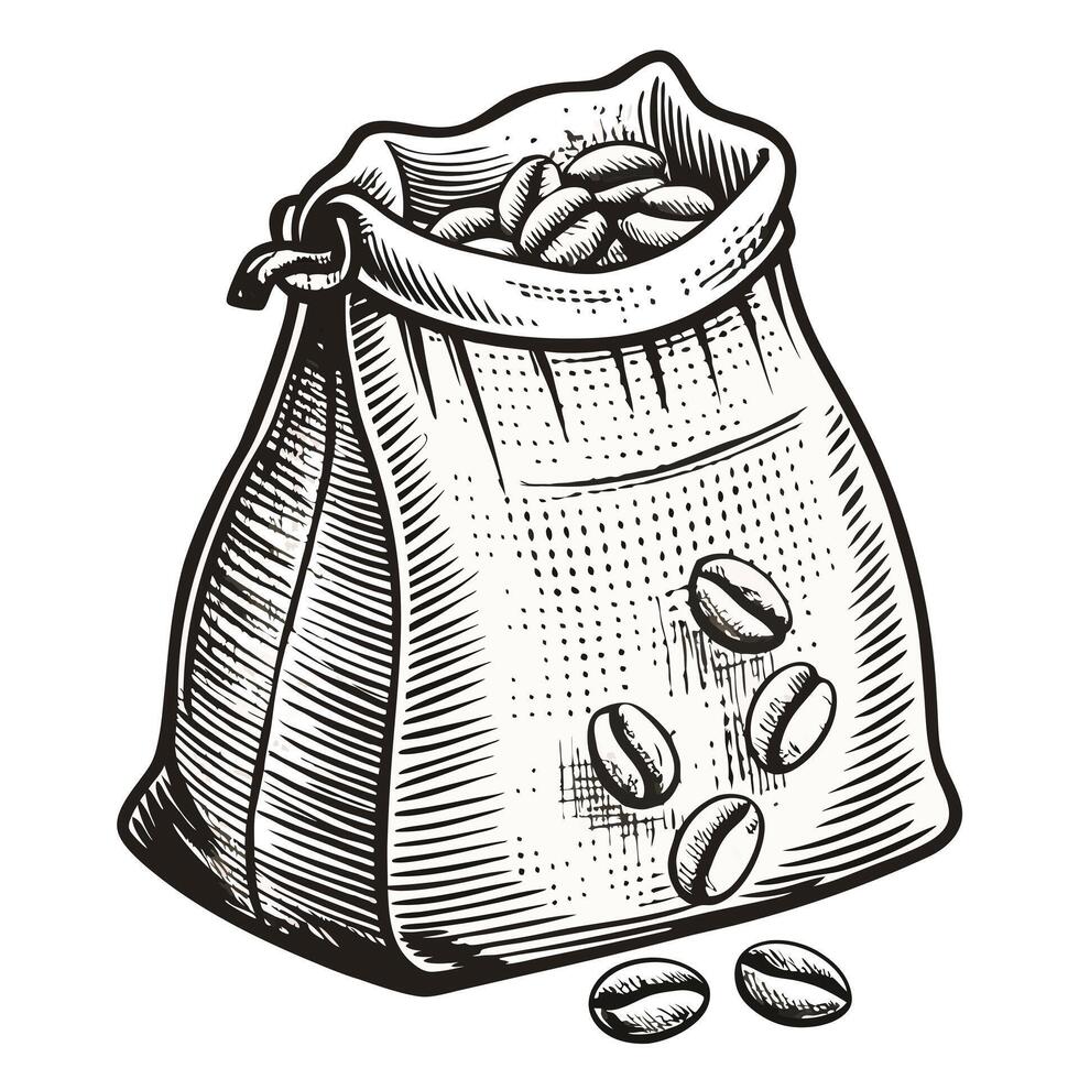 A Bag of Freshly Roasted Coffee Beans Ready for Brewing vector