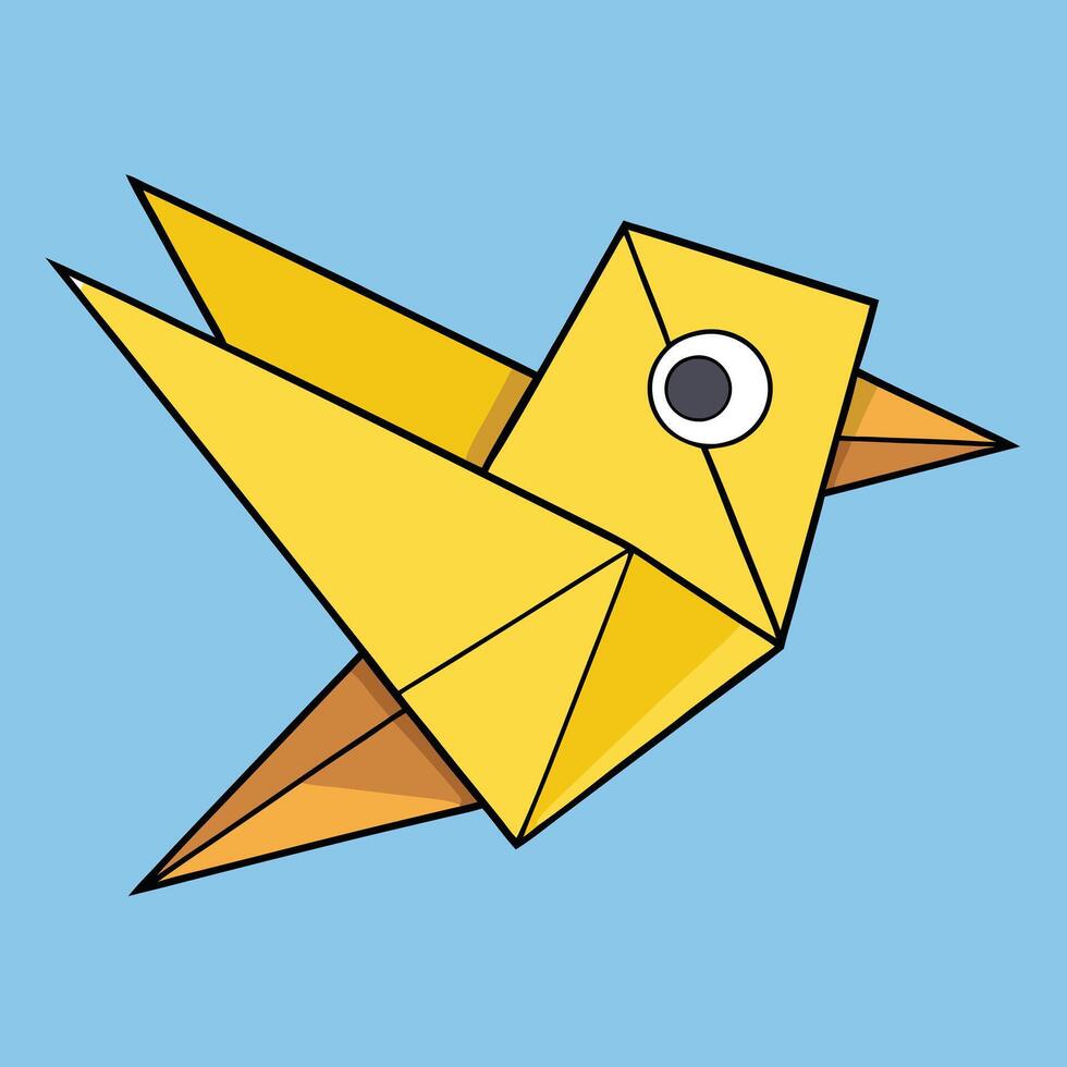 An origami bird with a yellow beak vector