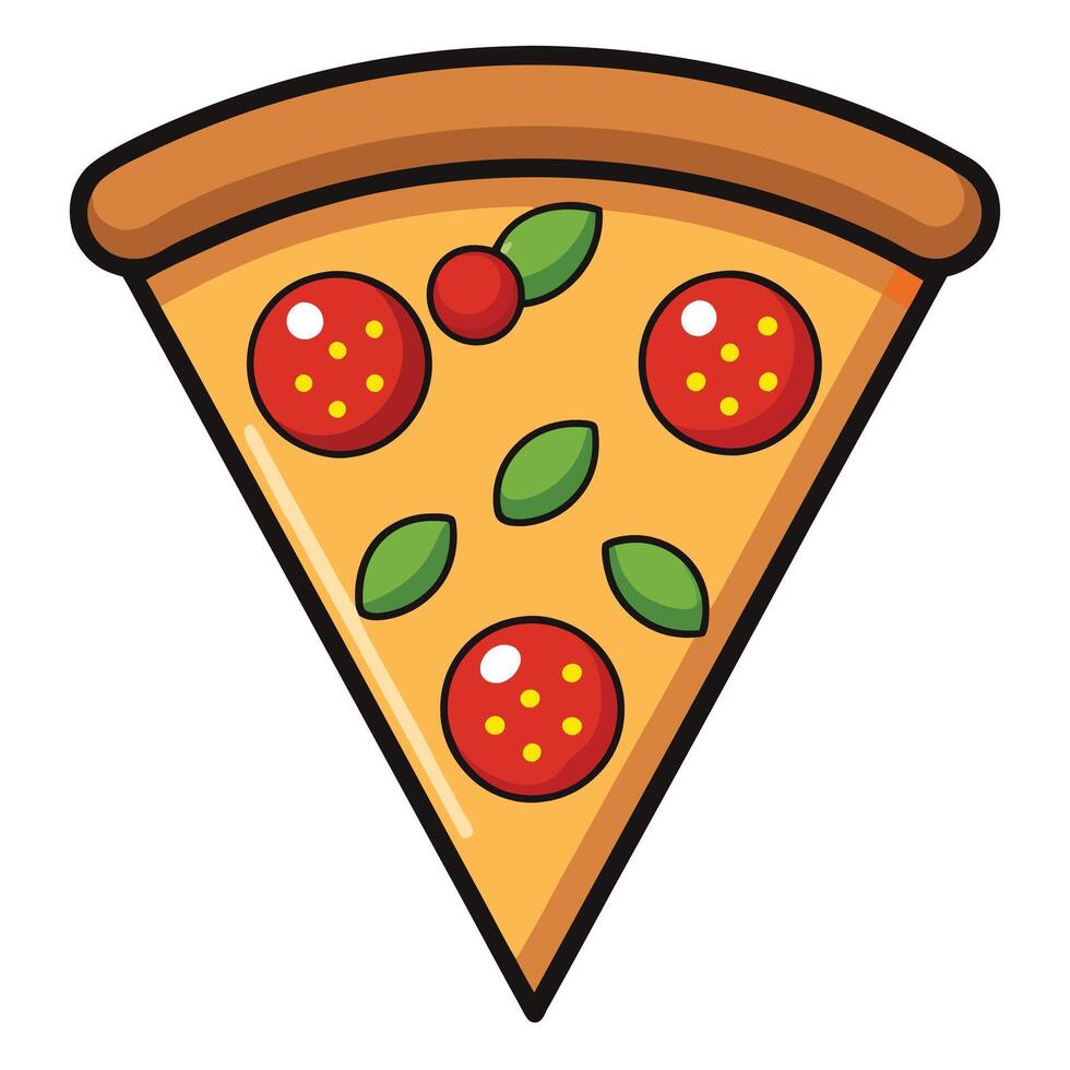 A slice of pizza with pepperoni and tomatoes vector